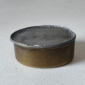 Vintage Tin Pewter Metal Brass Lidded Storage Box